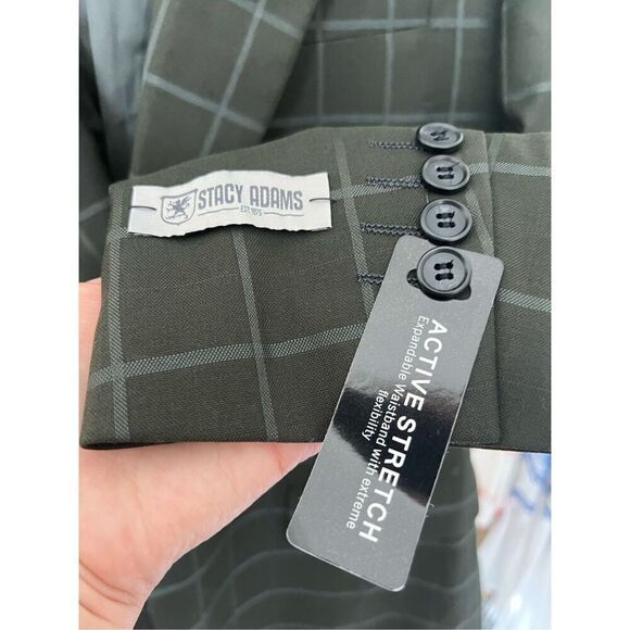 Stacy Adams NWT Men's olive green  Single Breasted Suit Jacket Blazer Size 42L - Picture 5 of 6
